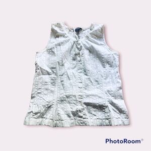 Woolrich Top Blouse Size Large White Sleeveless Cotton Tie Front And Back